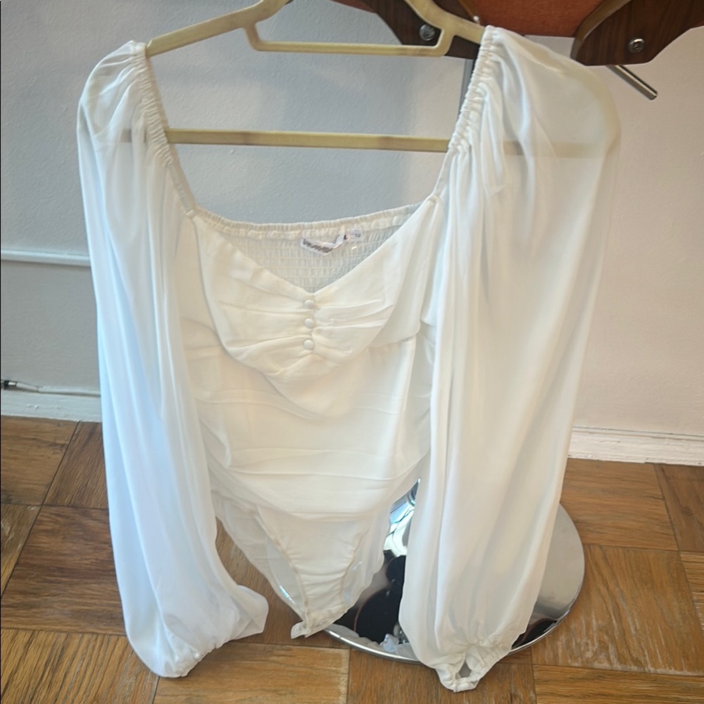 White Long Sleeve Bodysuit